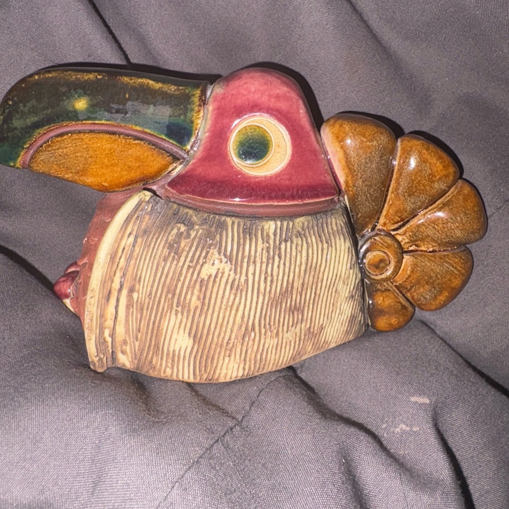 Ken Edward’s stoneware Colorful Ceramic Toucan Figurine
